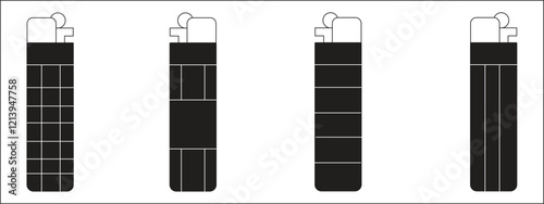 gas lighter icon, in black and white, isolated on a white background, vector illustration.