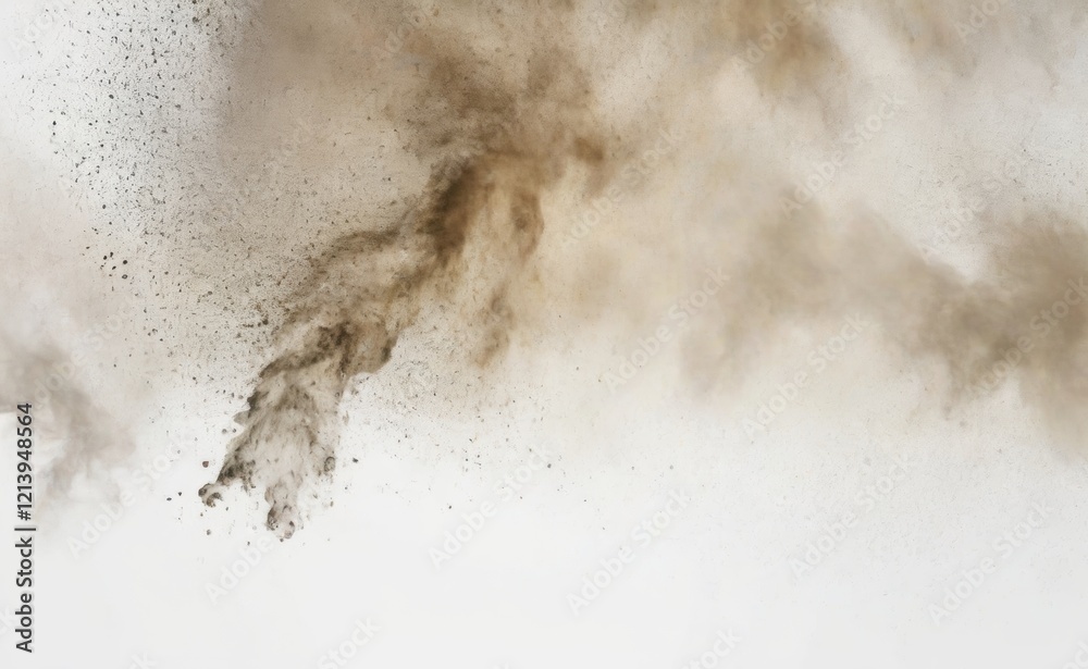 A powerful explosion captured in mid-air, with a cloud of brown dust and debris erupting outwards. A powerful explosion captured in mid-air, with a cloud of brown dust and debris erupting outwards.