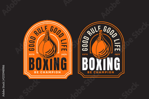 punching boxing speed bag retro badge logo vector design collection set for boxing, fighter, martial art sport club. punch speed sack boxing bag vintage illustration element designs.