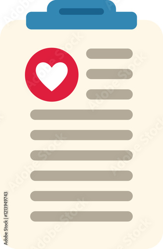 Clipboard with medical test results and heart sign, symbolizing health checkup or insurance
