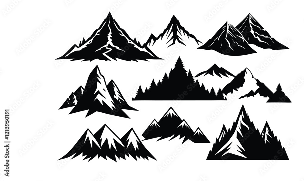 Obraz premium set of mountains collection of vector silhouette illustration