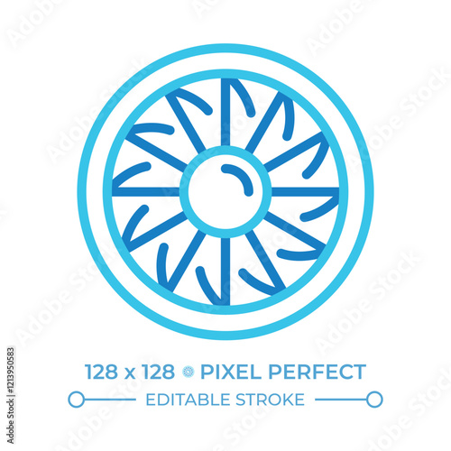 Aircraft engine turbine two color line icon. Fan blades. Jet propulsion and power source of modern airplanes. Bicolor outline symbol. Duotone linear pictogram. Isolated illustration. Editable stroke