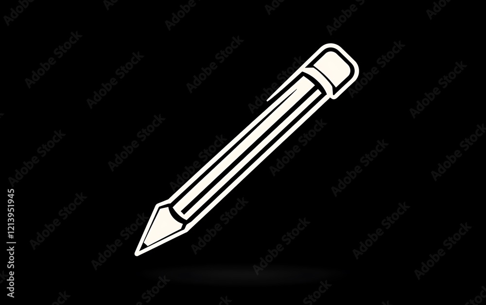 Simple white pencil icon on black background Simple white pencil icon on black background