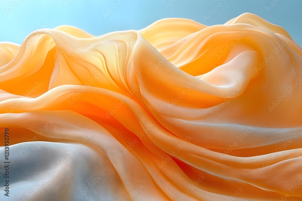 Obraz premium Abstract Waves of Soft Orange and Blue Fabric Flowing in Harmony