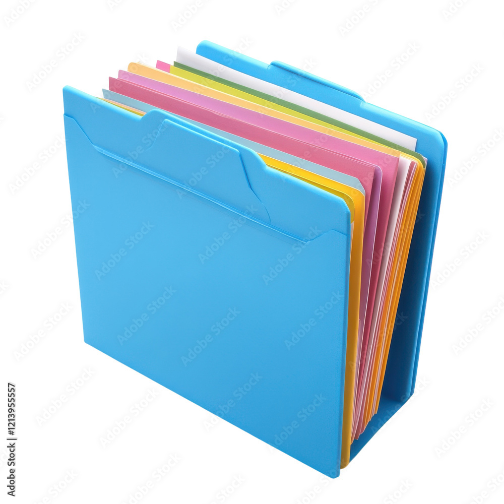 Colorful Papers in Blue Folder on transparent background. Colorful Papers in Blue Folder on transparent background.