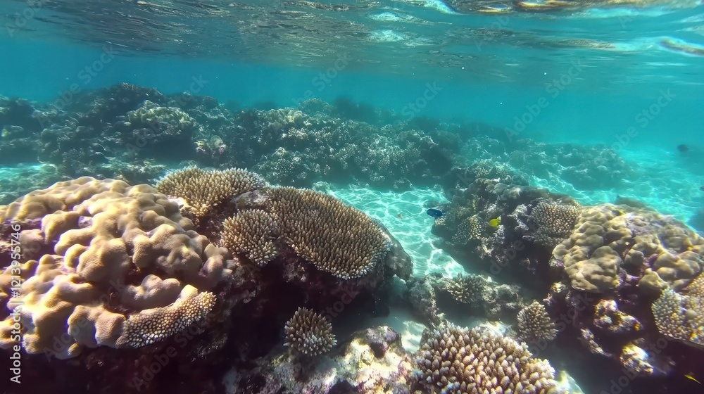 Naklejka premium Vibrant Coral Reef Ecosystem Underwater Scene