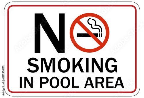 No smoking in pool area sign