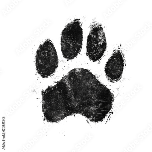 Grunge Style Dog Pawprint Illustration  photo
