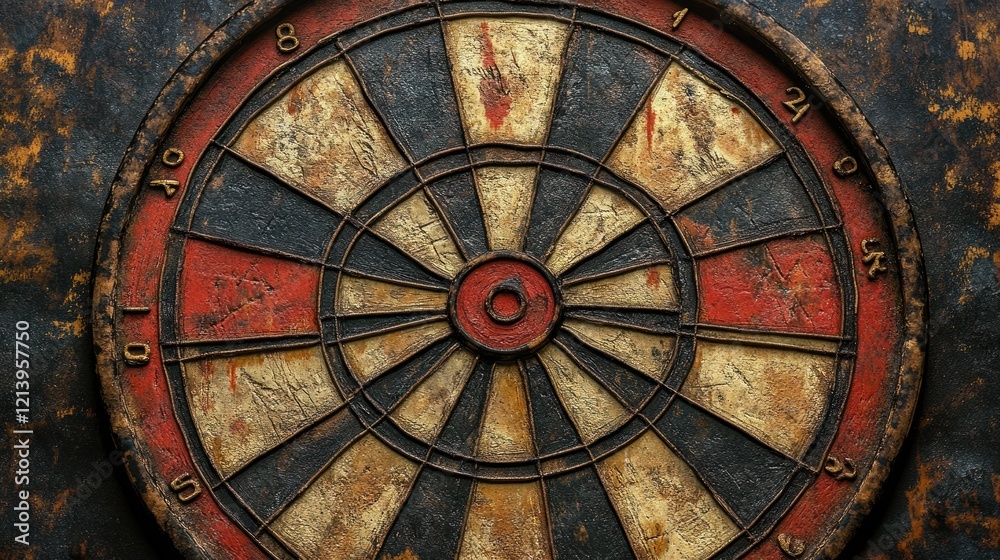 Obraz premium Rustic Dartboard, Game, Closeup, Texture, Background