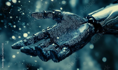 Wallpaper Mural Metallic robotic hand with a glowing patterned surface. Torontodigital.ca