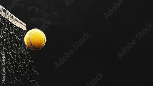 Tennis ball night court net impact dark background photo