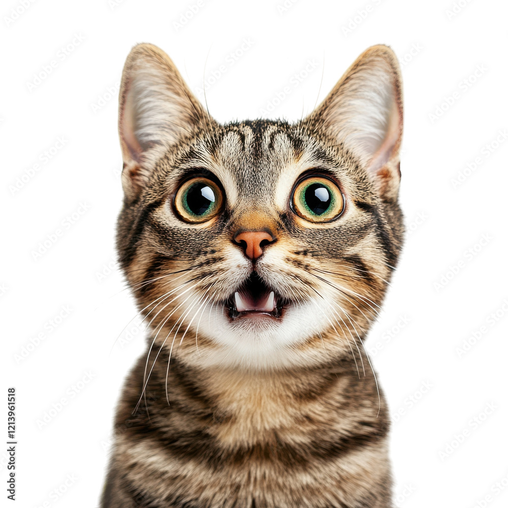 Surprised Cat White Background on transparent background. Surprised Cat White Background on transparent background.
