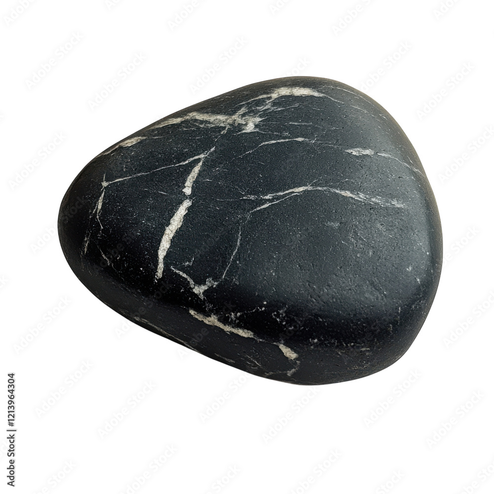 Black Pebble on White Background on transparent background.