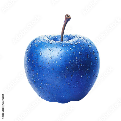 Blue Apple White Background on transparent background. photo