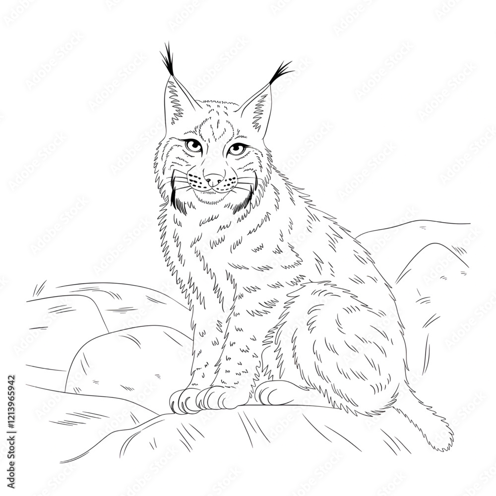 A line art lynx illustration of a coloring page A line art lynx illustration of a coloring page