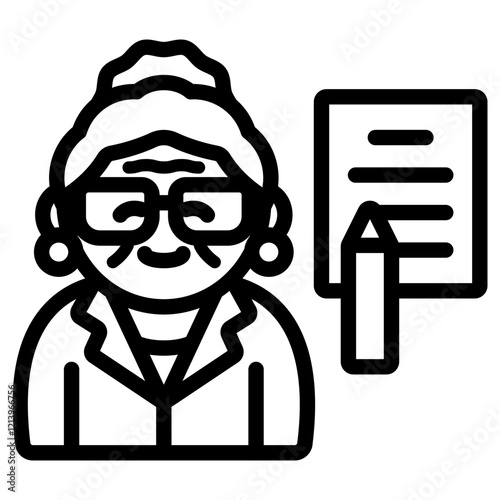 할머니와 비지니스 계약서 아이콘