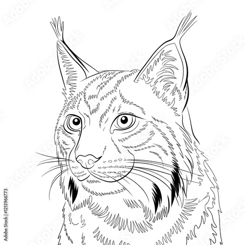 A line art lynx illustration of a coloring page 