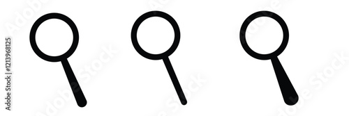 Search icon button - magnifying glass loupe sign symbol, magnifier icon on white background.
