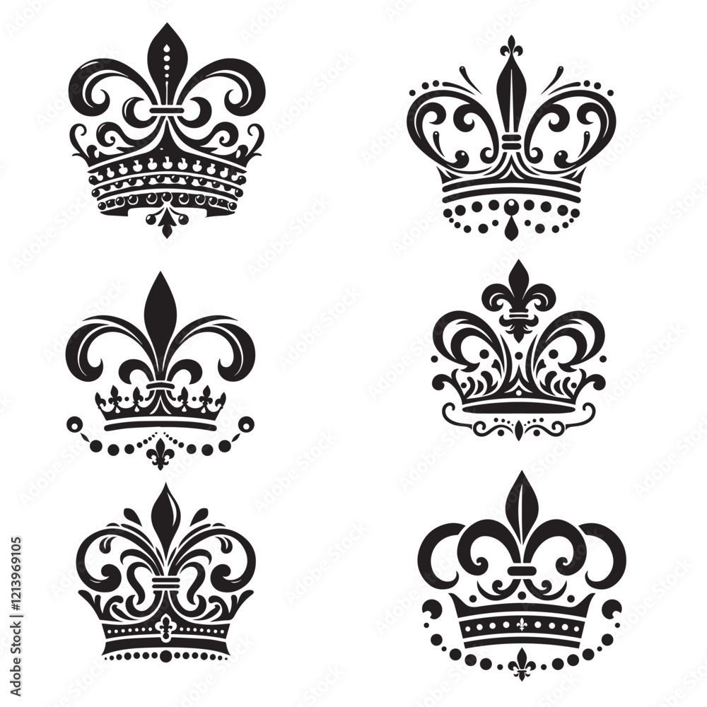 Luxurious And Royal Crown Silhouette Vector Luxurious And Royal Crown Silhouette Vector