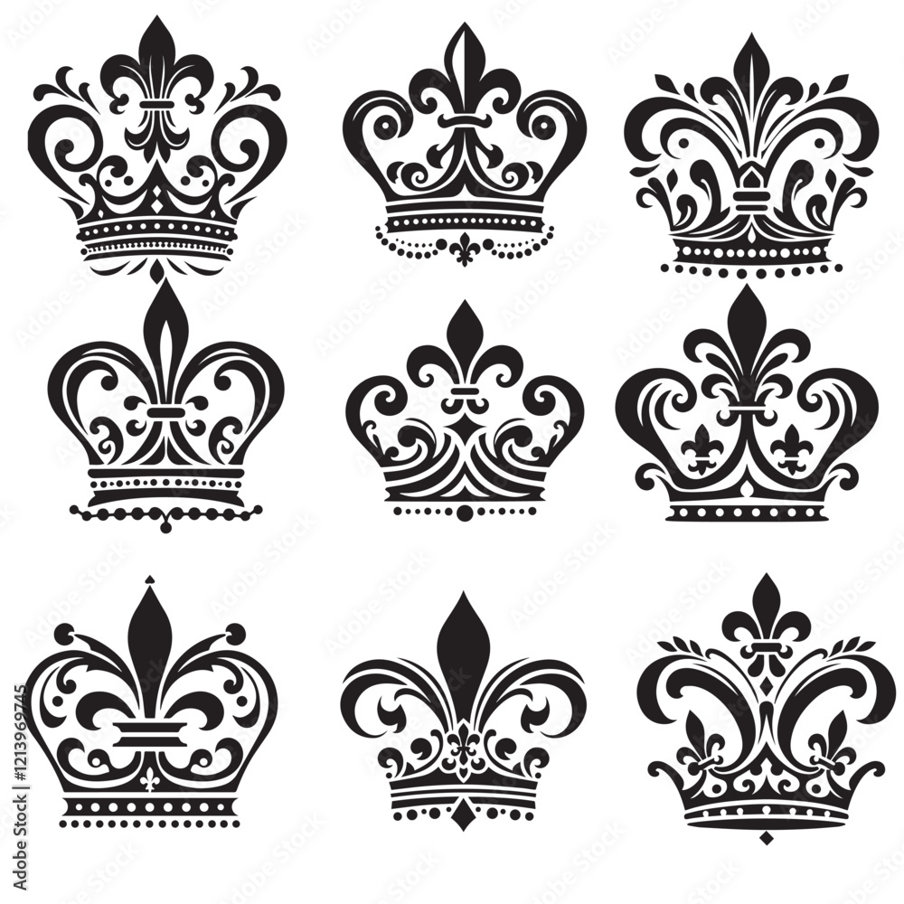 Luxurious And Royal Crown Silhouette Vector Luxurious And Royal Crown Silhouette Vector