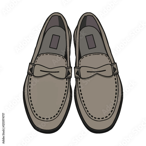 Pair of women's fashion ugly sneakers with big clunky sole. Side view of modern and trendy sports footwear. Colored flat vector illustration of stylish footgear isolated on white background