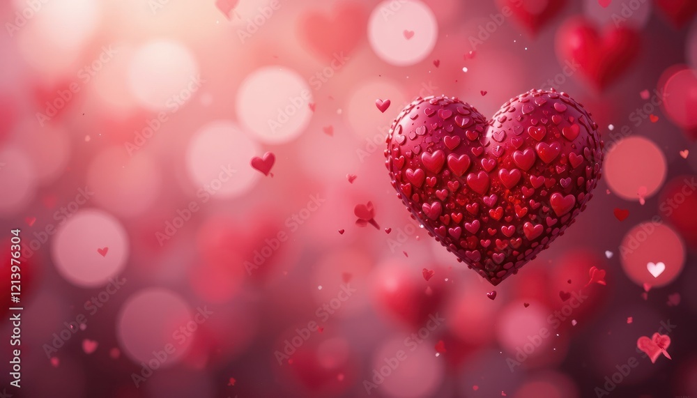 Red heart, bokeh background, love, Valentine's Day, greeting card Red heart, bokeh background, love, Valentine's Day, greeting card