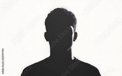 Silhouette of a person against white background. Portrait photo. Potential use for identity protection, anonymity or privacy concepts photo