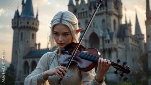 a elf playing violin
