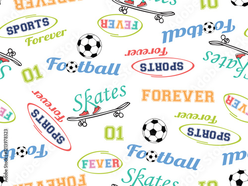 TYPOGRAPHY SPORTY SEAMLESS PATTERN ALL OVER PRINT VECTOR ILLUSTRATION