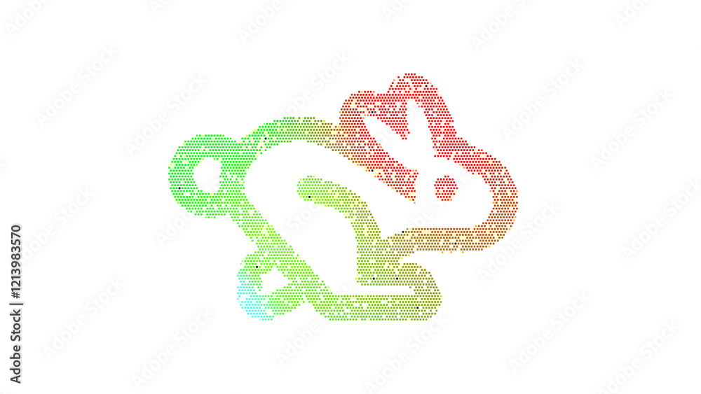 Icon rabbit fast is made up of LED square shapes. There are bright diodes and there are black dead diodes