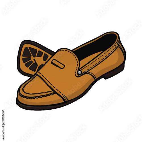 Pair of women's fashion ugly sneakers with big clunky sole. Side view of modern and trendy sports footwear. Colored flat vector illustration of stylish footgear isolated on white background