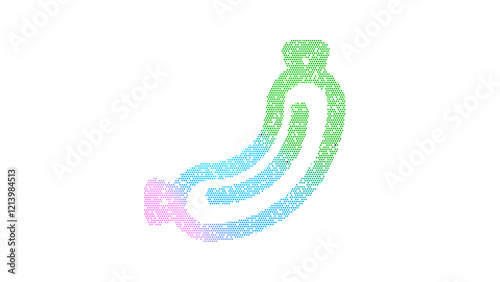 Icon sausage is made up of LED square shapes. There are bright diodes and there are black dead diodes