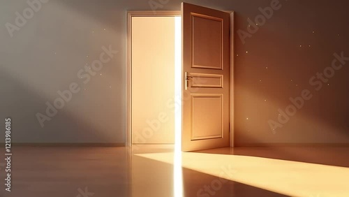 Ajar Doorway Illuminating a New Beginning Hopeful Path to the Future