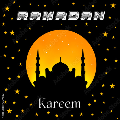 Ramadan background, mosque silhouette illustration, black color vector 