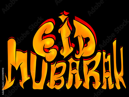 Ramadan background, Text eid mubarak, Hand lettering, calligraphy vector 