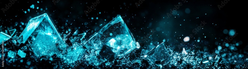 Stunning close-up of blue and orange ice crystals reflecting light in a dark environment at night Stunning close-up of blue and orange ice crystals reflecting light in a dark environment at night