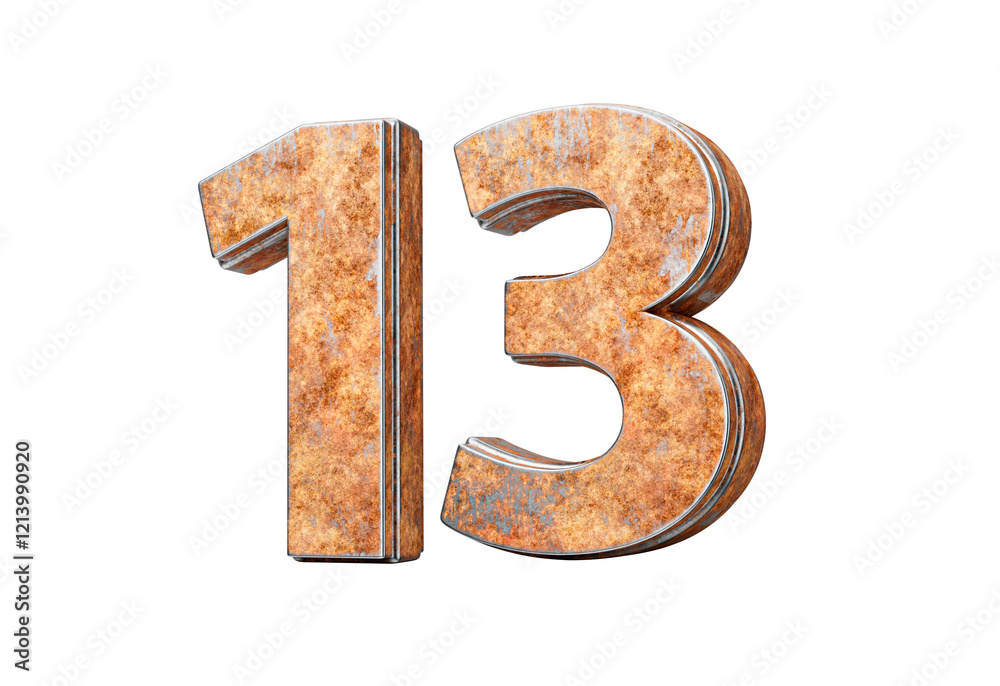 Number Thirteen 13 Digit Made Of Old Rusty Iron Metal Texture 3d Illustration Number Thirteen 13 Digit Made Of Old Rusty Iron Metal Texture 3d Illustration