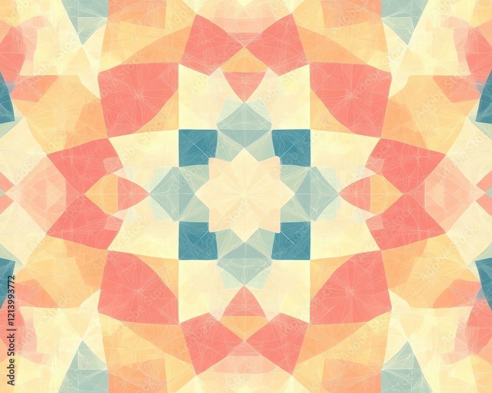 Fototapeta premium Abstract Geometric Pattern with Soft Pastel Colors, Seamless Polygonal Mosaic Background.