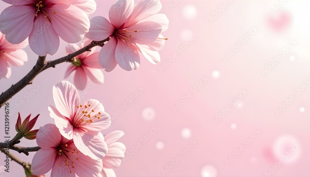 Cherry blossom branch with bokeh: Ethereal spring beauty in pink Cherry blossom branch with bokeh: Ethereal spring beauty in pink