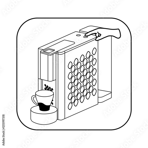 Plan diagram of the image of a horn coffee machine in different angles in vector on an isolated white background.