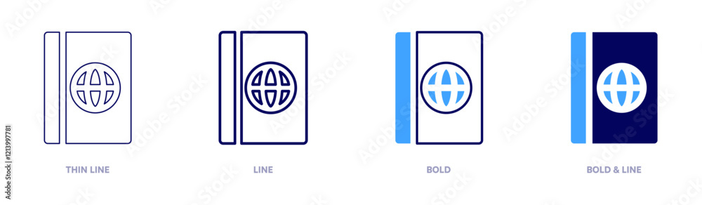 Passport online icon in 4 different styles. Thin Line, Line, Bold, and Bold Line. Duotone style. Editable stroke Passport online icon in 4 different styles. Thin Line, Line, Bold, and Bold Line. Duotone style. Editable stroke
