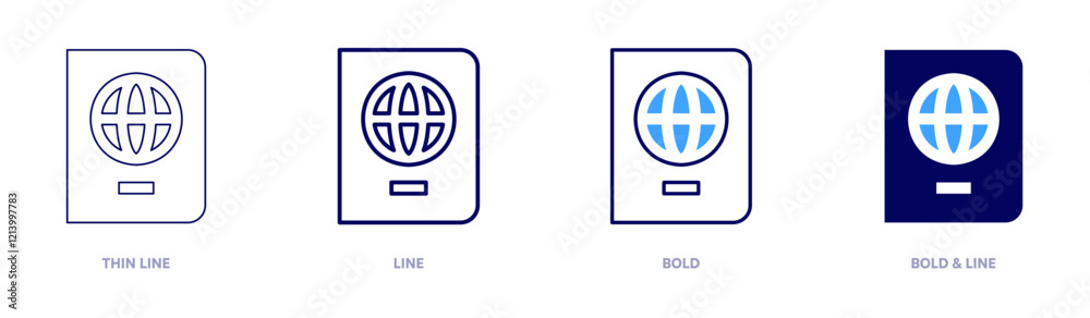 Passport office icon in 4 different styles. Thin Line, Line, Bold, and Bold Line. Duotone style. Editable stroke Passport office icon in 4 different styles. Thin Line, Line, Bold, and Bold Line. Duotone style. Editable stroke