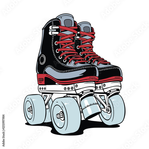 Pair of women's fashion ugly sneakers with big clunky sole. Side view of modern and trendy sports footwear. Colored flat vector illustration of stylish footgear isolated on white background