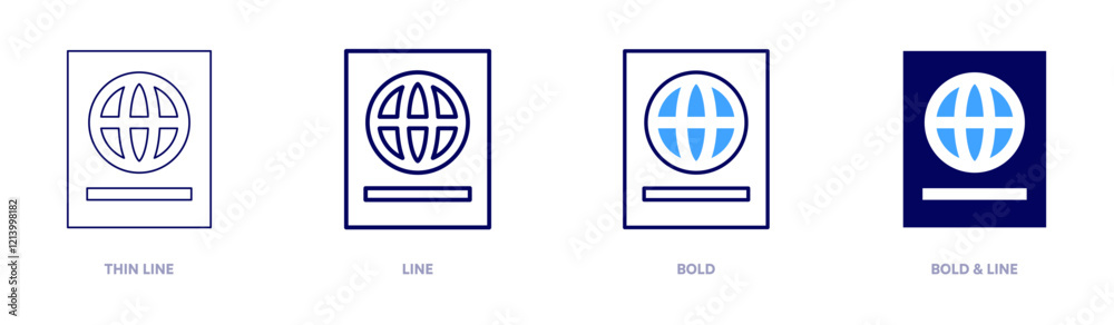 Passport travel icon in 4 different styles. Thin Line, Line, Bold, and Bold Line. Duotone style. Editable stroke