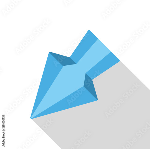 Free Download Blue arrow pointing downwards indicating a decrease, reduction, or fall, with a long shadow - GFXLoad