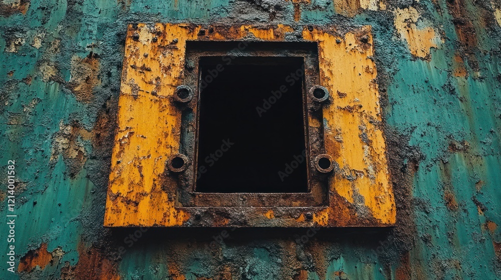 Rusty hatch, abandoned ship, ocean backdrop, mystery Rusty hatch, abandoned ship, ocean backdrop, mystery