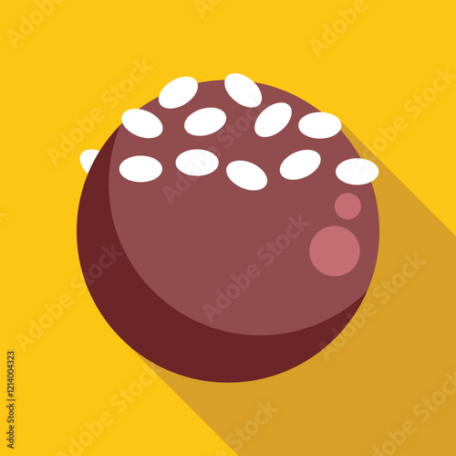 Delicious round chocolate candy with white sprinkles, creating a sweet and tempting treat