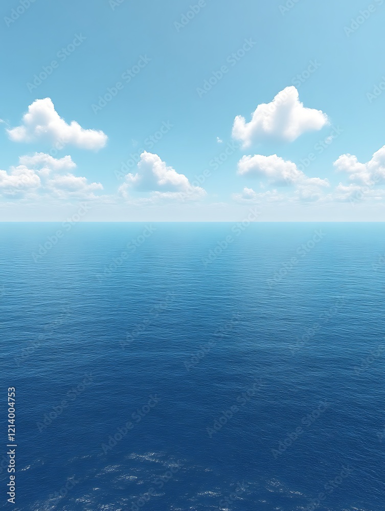 Calm ocean, blue sky, clouds, horizon, summer Calm ocean, blue sky, clouds, horizon, summer