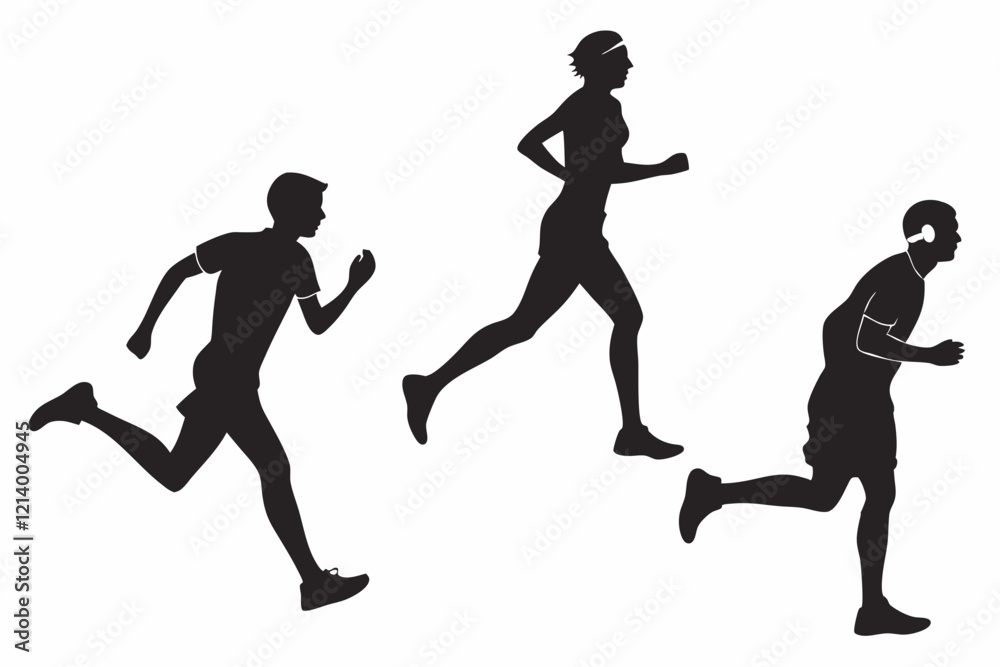 Fototapeta premium silhouettes of runners