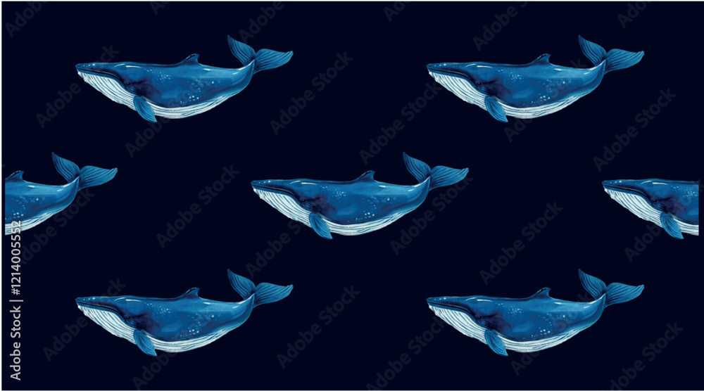 Whale seamless pattern vector illustration Whale seamless pattern vector illustration